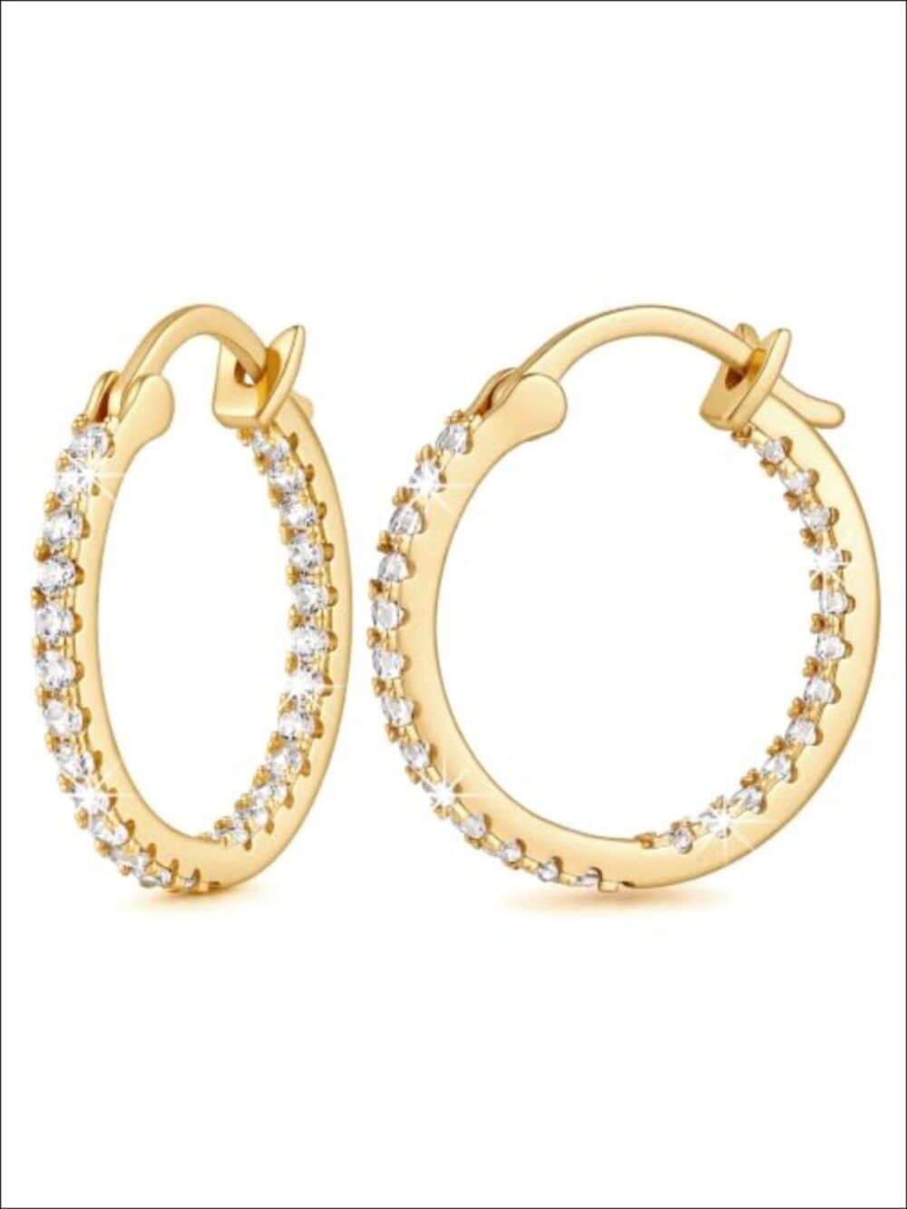 14K Gold Plated Hoop Earrings for Women Small Cubic Zirconia Hoops